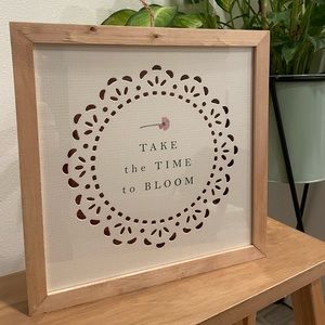 Cute Framed Wall Art with Flower NWT 12"x12"